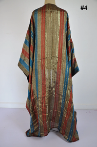 Luxe Violet Multicolore Loomed à la main Abaya en soie Kimonos Abaya d'été en soie - Product Image 5