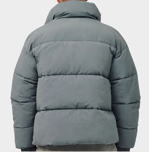 Puffer <b>Jacket</b> 100% Nylon Stand Collar Patchwork Design Hooded <b>Waterproof</b> <b>Winter</b> Unisex - Product Image 2
