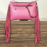 Sac bandoulière vintage 2026 en cuir de vachette avec franges, motif cerise western, style bohème, grande capacité, haute qualité