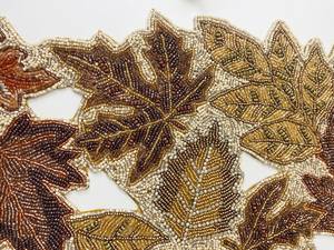 Tissu en polyester fait main avec motif floral brodé moderne, perles de verre, personnalisable, écologique, réutilisable, lavable, style bohème - Product Image 2