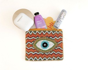 Handcrafted Cotton Beaded Embroidery Coin Pouches with Bohemian Festival Style Silk Screen Printed Seed <b>Beads</b> Customizable - Product Image 5