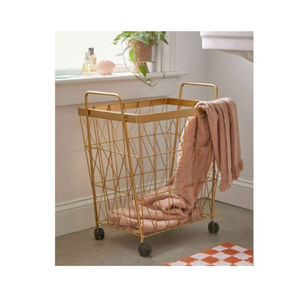 Cesta de Almacenamiento Metálica Dorada Elegante, Cesto de Ropa Multiusos de Alambre para Ropa y Juguetes, Hierro con Recubrimiento en Polvo para Hogar y Hoteles - Product Image 3