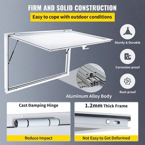 60X36 pollici Stand di concessione che serve porta finestra a doppia punta chiusura a forcella 85 gradi per camion cibo a 85 gradi vetro non incluso - Product Image 3