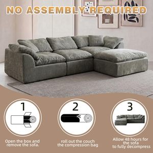 Lüks Modern Modüler Köşe Koltuk Yatak <span class=keywords><strong>3</strong></span> Kişilik L Şeklinde Derin Oturma Alanlı Şönil Kumaş Bulut Kanepe ve Depolama Alanlı Puf - Product Image 3