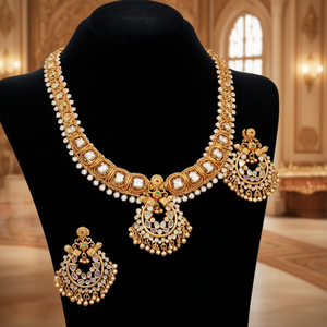 Elegant Women's Casual Gold Plated Bridal Necklace and Earring Set with Zircon - Product Image 3