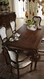 Ensemble de table à manger en bois massif artisanal de luxe 6 places Finition premium Décoration royale - Product Image 5