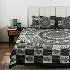 Top Selling Elephant Printed Soft Cotton <b>Bedding</b> Double Bed Flat <b>Bedding</b> 2 Pillow Covers <b>Hotel</b> & Home <b>Style</b> Wholesale Price - Product Image 3