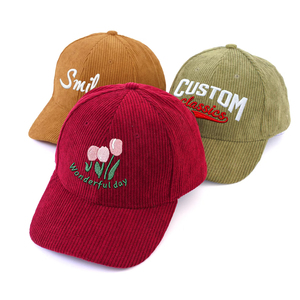 WILDOAK Custom 6 Panel <b>Corduroy</b> Baseball Cap Unisex Adjustable Embroidered Dad <b>Hat</b> - Product Image 4