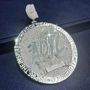 Collar con Colgante de Cadena de Eslabones con Diseño de Nombre y Letra Estilo Hip Hop, Chapado en Rodio, Plata 925, con Moissanita - Product Image 3