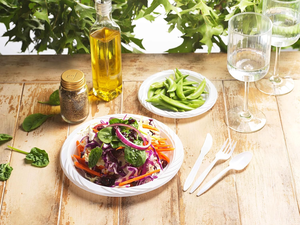 Juego de Cubiertos Desechables de Plástico CPLA Ecológicos, Biodegradables, Libres de BPA, Resistentes al Agua, >100 Piezas, para Fiestas, Marca Personalizada - Product Image 5