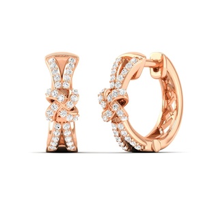Luxury Trendy Gift Knot Design Cut Lab Grown Diamond <b>Huggie</b> Hoop <b>Earrings</b> 10K 14K 18K Gold 925 935 Sterling <b>Silver</b> - Product Image 4