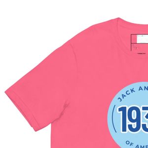 T-shirt unisexe bleu à motif rose vif, col rond, coton doux, manches courtes, décontracté, mode quotidienne, streetwear - Product Image 4