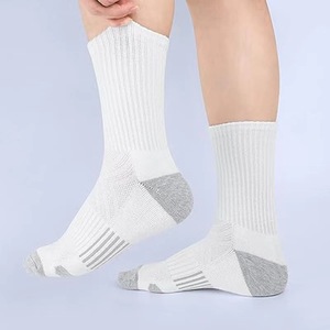 Men's Solid Color Crew Sports <b>Socks</b> Cross-Border Large Size Export Basketball Sweat-Absorbent Cotton Breathable Autumn <b>Black</b> - Product Image 2