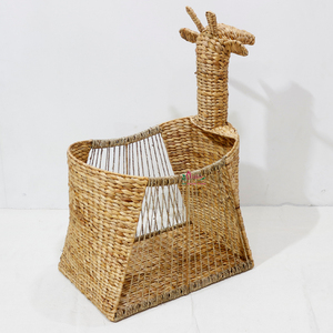 Handmade Natural Water Hyacinth Giraffe Storage <b>Basket</b> Eco-Friendly Kids' <b>Toy</b> Organizer Nursery Decor - Product Image 5