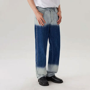 Wholesale High Quality Men's Light Wash Jeans Slim Fit Marbled Denim Trousers Custom Logo Stretch Casual - Product Image 1
