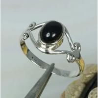 Bague en argent sterling 925 avec onyx, sertie de pierres précieuses minimalistes, unisexe, à porter au quotidien