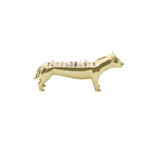 Modern Creative Dachshund Ring Holder for Dog Lovers Polished Brass Jewelry Organizer with Velvet <b>Padded</b> Wedding Anniversary - Product Image 1