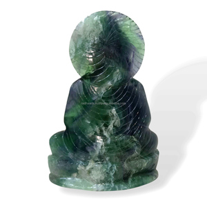 Figura de Buda de Fluorita Tallada a Mano de 23.5cm, Estatua India, Cristal Curativo, Ecológico, Feng Shui - Product Image 6