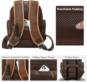 Mochila de Cuero de Alta Calidad para Hombre y Mujer, Bolsa de Viaje, Mochila Escolar para Portátil, Servicio de Logotipo Personalizado, Proveedor Mayorista - Product Image 6