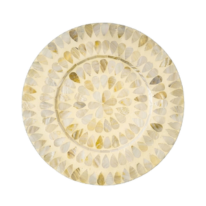 Statement Piece MOP Shell Inlay Placemat Round Charger for <b>Buffet</b> <b>Tables</b> and Festive Holiday Dinner Party - Product Image 1