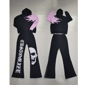Sweat-shirt à capuche unisexe avec motif flamme appliqué, coupe décontractée, poids moyen, fermeture à cordon, idéal pour l'automne - Product Image 5