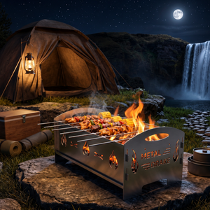 Parrilla de Carbón Portátil Plegable de Acero Inoxidable Premium Moderna Metal Drake para Exteriores, con Pinchos para Kebab, Ideal para Jardín y Camping - Product Image 5