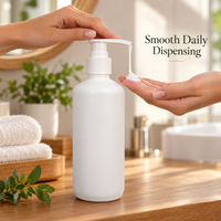 Bouteille ronde en HDPE de 300 ml avec pompe à lotion |   Flacon d'emballage cosmétique pour lotion, shampoing, crème, savons, produits de soin de la peau pour la beauté