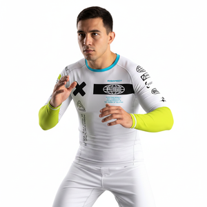 Premium Men's MMA Rash Guard Long Sleeve BJJ Jiu-Jitsu Compression Shirt <b>Grappling</b> Training Wear Heat-Transfer Printed - Product Image 3
