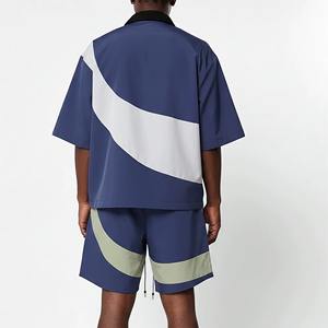 Ensemble coupe-vent réversible à étiquette privée, lavé, en molleton français, avec sweat à capuche et short, léger, pour entraînement et fitness - Product Image 2