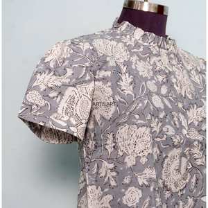 เสื้อท็อปส์ลำลองพิมพ์ลายดอกไม้สไตล์วินเทจสำหรับผู้หญิงทุกคน ใส่ได้ทั้งฤดูร้อนและฤดูหนาว ทรงสวย ใส่สบาย แขนสั้น ติดกระดุม ผ้าฝ้าย 100% - Product Image 5