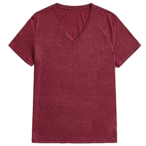 T-Shirt col en V pour hommes, haut personnalisé à manches courtes, en Polyester - Product Image 1
