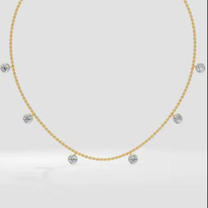 Collier unisexe en or jaune avec diamant synthétique, taille brillant rond, couleur G, style vintage, bijou à porter au quotidien, certifié IGI, cadeau - Product Image 3