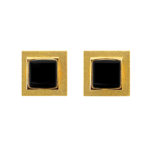 Gold Plated Brass Square Ear Stud Earrings for Women with Zircon - Product Image 2