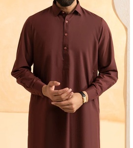 Service OEM ODM – Nouveauté : Ensemble 2 pièces Shalwar Kameez uni bordeaux pour homme, style Pathani afghan pakistanais, coupe classique, tenue musulmane - Product Image 4