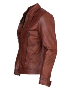 Chaqueta de Cuero Vintage Marrón Suave de Alta Calidad, Estilo Nuevo, para Hombre, Totalmente Personalizada, Cuello Alto de Piel de Oveja Original, Cierre de Cremallera para Invierno - Product Image 3