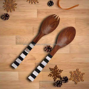 Cuchara Decorativa India Hecha a Mano con Incrustaciones de Nácar y Cristales de Concha Marina, Juego de Cucharas Artesanales Indias - Product Image 2