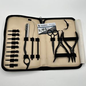 Black Matte Weft and Microbeads Stainless Steel Hair Extension <b>Pliers</b> Tools Kit <b>Set</b> With Razor Loop Tool and Nude Case - Product Image 6