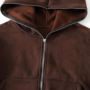 Sudadera con capucha retro personalizada marrón Eternal Youth con cremallera para hombre, estilo urbano, forro polar Sherpa, gráfico de estrellas, venta al por mayor de fábrica OEM - Product Image 5