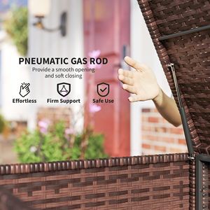 Brown PE Rattan Wicker Deck Box for <b>Outdoor</b> <b>Storage</b> Patio Furniture <b>Cushions</b> Pool Toys Garden Tools - Product Image 6