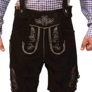 Lederhosen Bávaros para Hombre, Auténticos de Cuero de Ante, Disfraz Alemán para el Oktoberfest con Diseño de Ciervo - Product Image 3