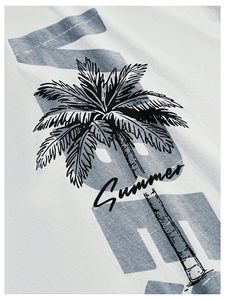เสื้อยืดลายกราฟิกสบายๆ พิมพ์ลายต้นปาล์มและลายฤดูร้อนด้านหลัง ทรงโอเวอร์ไซส์ ผ้าคอตตอนเจอร์ซีย์ 100% รับผลิตเสื้อยืดจำนวนมากสำหรับขาย - Product Image 4