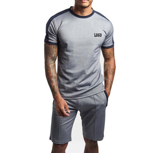 Men's Summer Casual Streetwear Clothing Set Custom Logo Embossed Oversized <b>Tshirt</b> Knitted Soft <b>Plain</b> Shorts 2-Piece Eco-Friendly - Product Image 5