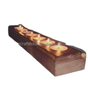 Premium Quality Handmade Wooden <b>Candle</b> Holder Elegant Curved Multi-<b>Candle</b> Tealight Stand <b>Long</b> Curved Design for Christmas Decor - Product Image 3