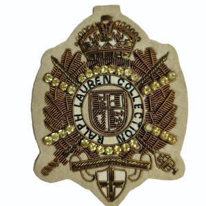 Parche Bordado a Mano de Lujo Personalizado de Primera Calidad con Hilo Metálico 3D para Coser, Insignia para Blazer, Escudo Universitario, Hilo Dorado OEM - Product Image 2