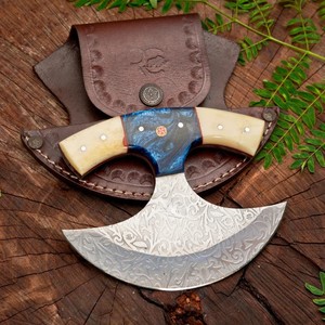 Handmade Stainless Steel Razor <b>Sharp</b> Ulu Chef <b>Knife</b> with Camel Bone & Resin Handle OEM OEM Customizable Factory Direct Supplier - Product Image 1