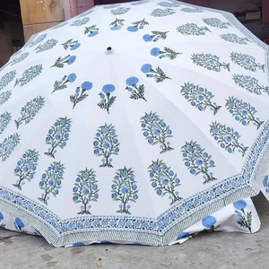Sombrillas de jardín impresas a mano, parasoles de jardín, sombrillas para exteriores, sombrillas decorativas para bodas, parasoles tribales hechos a mano en India. - Product Image 1