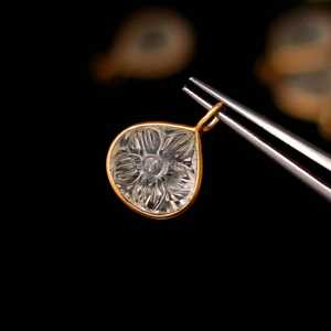 Natural Crystal Quartz Flower Pendant 925 Sterling <b>Silver</b> Gemstone Charm Hand Carved Quartz Jewelry Pendant Floral Crystal Bulk - Product Image 4