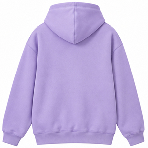 Sudadera con Capucha Unisex Morada con Cierre, 100% Algodón Felpa, Estilo Holgado Informal, Color Sólido, para Otoño - Product Image 6