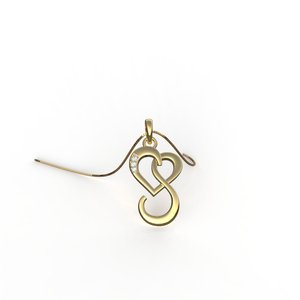 Yellow Gold Diamond Pendant With Heart Cut Stone Romantic Style Women's Jewelry Engagement Charm - Product Image 2