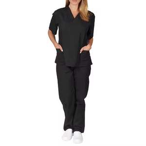 Tenues d'uniformes médicaux à manches courtes personnalisées en denim tissé 100 % coton unisexe pour hôpitaux - Product Image 1